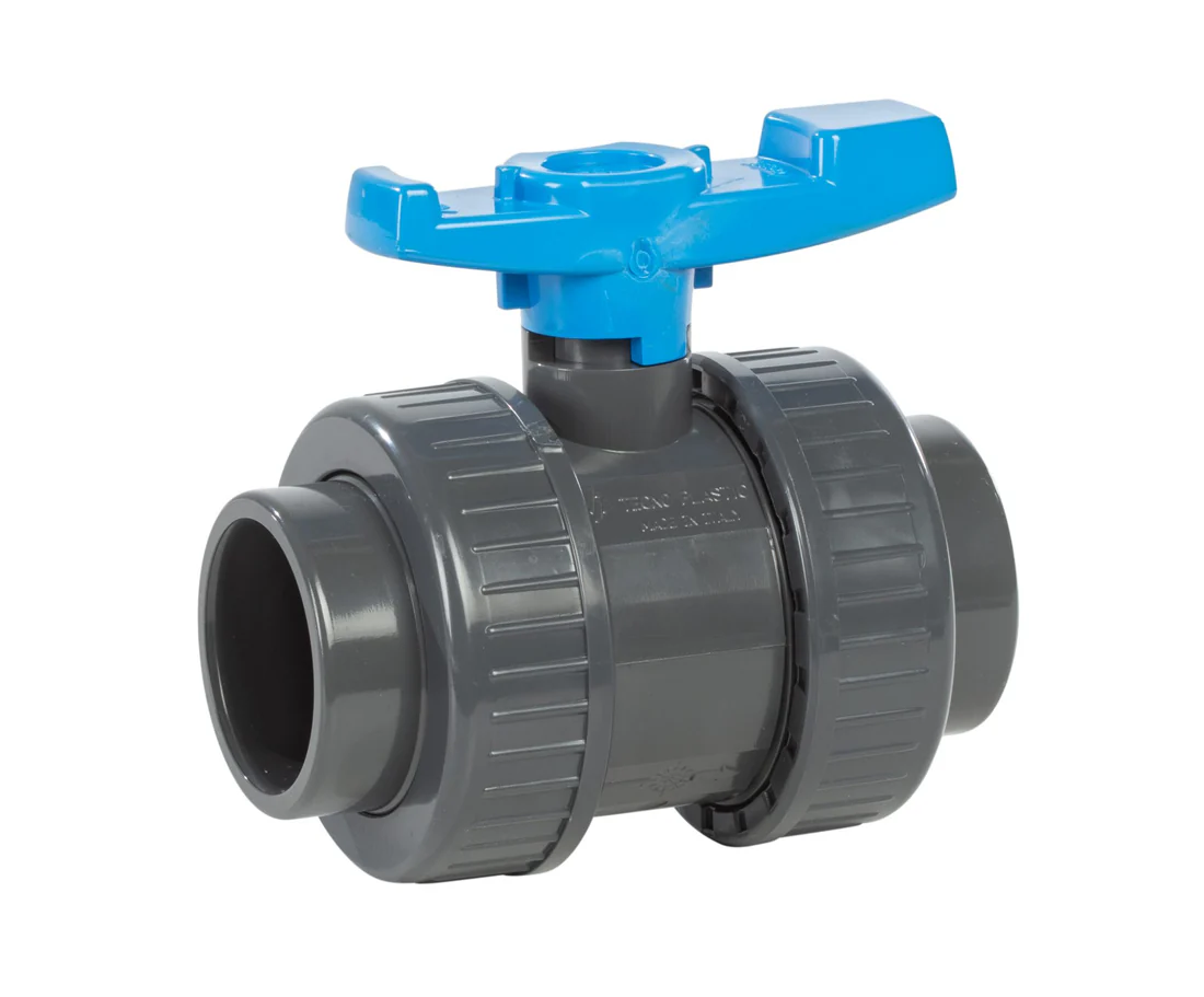 2" Ball Valve (Double Union) Technoplastic Blue Handle